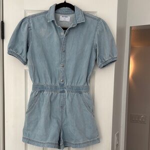 Old Navy Kids Denim Blue One Piece Romper with elastic waist